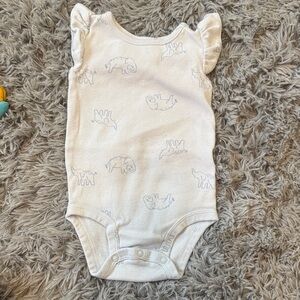 Carter's Cream Bodysuit with Blue Elephant Design